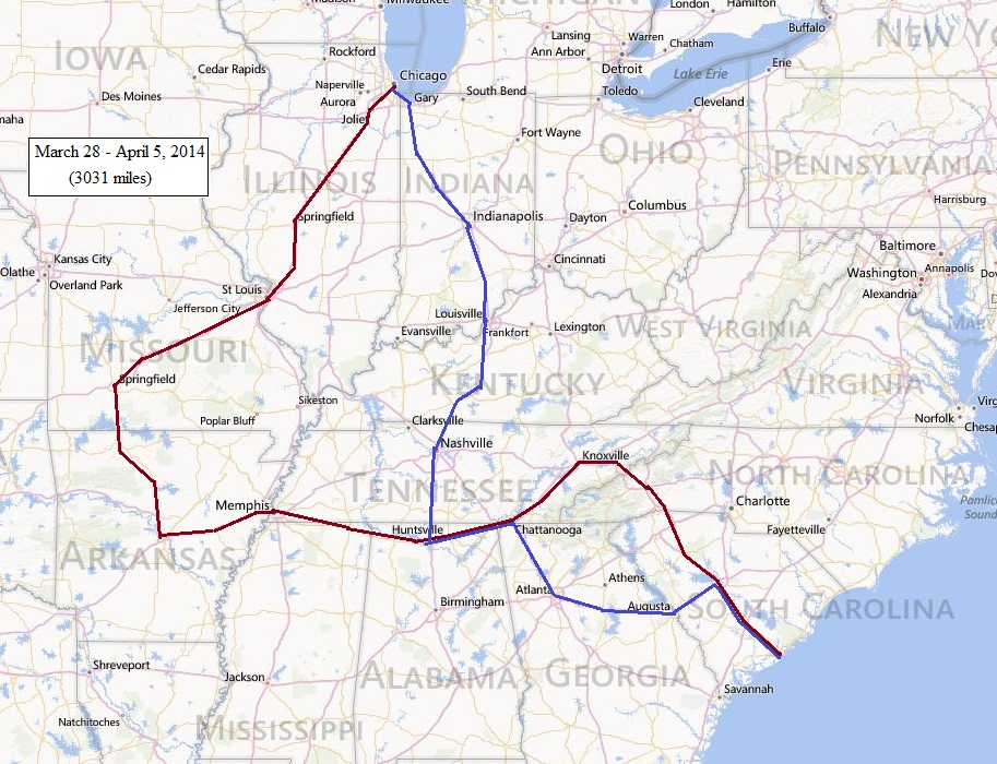 2014 road trip map