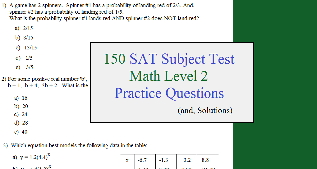 150 sat subject test questions