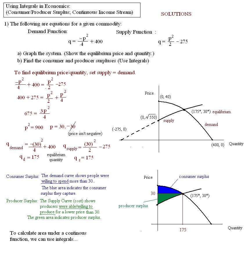 Using integrals in economics 2