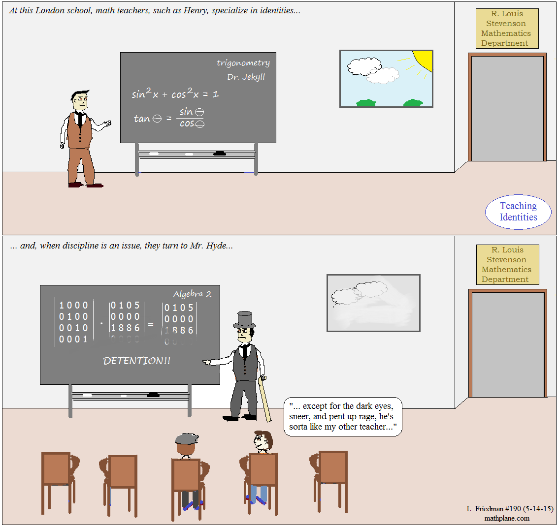 math comic 190 teaching identities jekyll and hyde trig