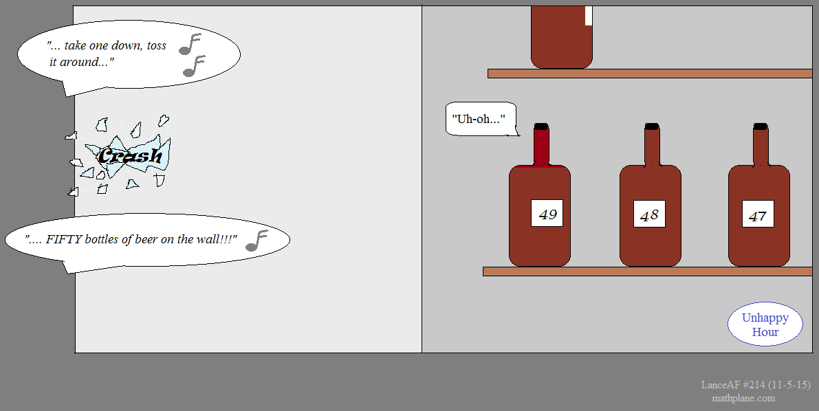 math comic 214 unhappy hour - bottles of beer