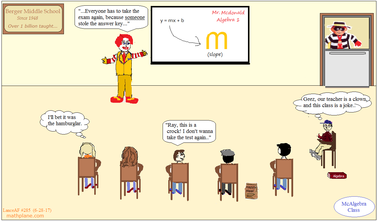 math comic 285 mcalgebra with ronald mcdonald