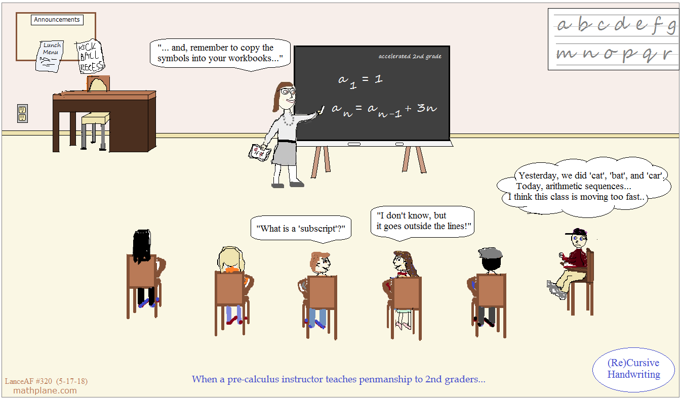 math comic 320 re cursive handwriting